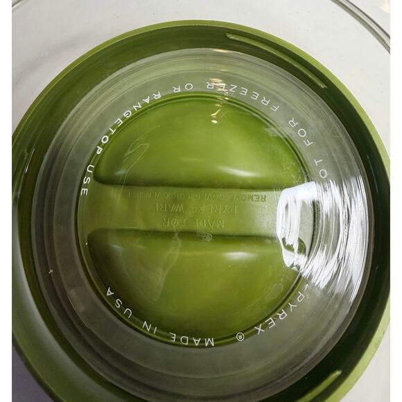 2 Vintage Pyrex Stack & See Storage Containers Avocado Green 1970's - Picture 6 of 9